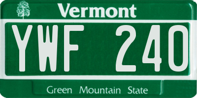 VT license plate YWF240