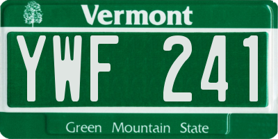 VT license plate YWF241