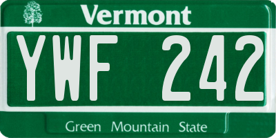 VT license plate YWF242