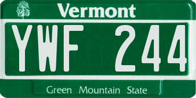 VT license plate YWF244