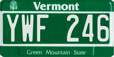 VT license plate YWF246
