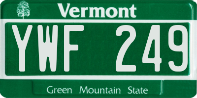 VT license plate YWF249