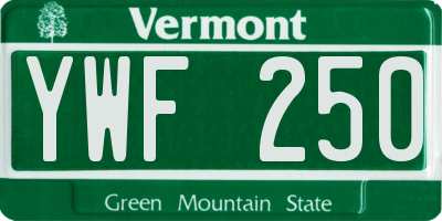 VT license plate YWF250