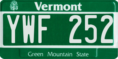 VT license plate YWF252