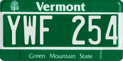 VT license plate YWF254