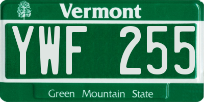VT license plate YWF255
