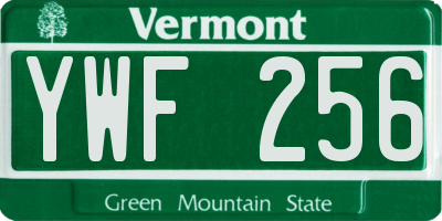 VT license plate YWF256