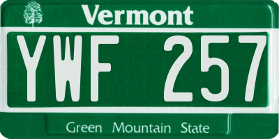 VT license plate YWF257
