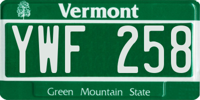 VT license plate YWF258