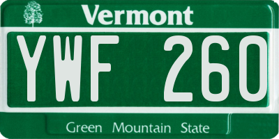 VT license plate YWF260