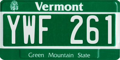 VT license plate YWF261