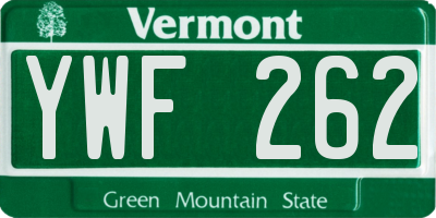 VT license plate YWF262