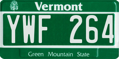 VT license plate YWF264