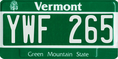 VT license plate YWF265