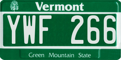 VT license plate YWF266