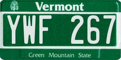 VT license plate YWF267