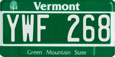 VT license plate YWF268