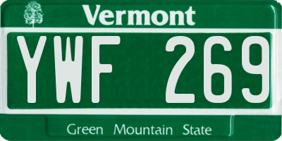 VT license plate YWF269