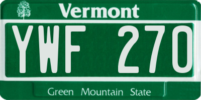VT license plate YWF270