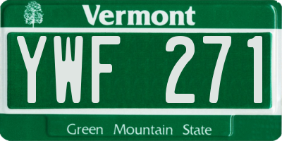 VT license plate YWF271