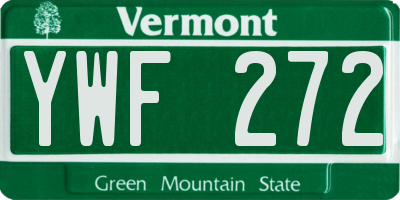 VT license plate YWF272