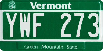 VT license plate YWF273