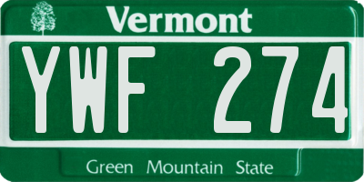 VT license plate YWF274