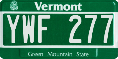 VT license plate YWF277