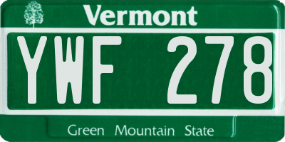 VT license plate YWF278