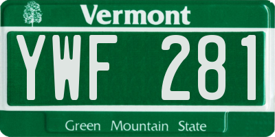 VT license plate YWF281