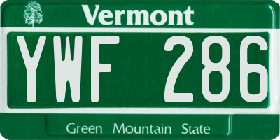 VT license plate YWF286