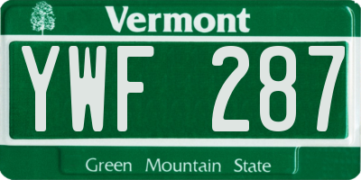VT license plate YWF287