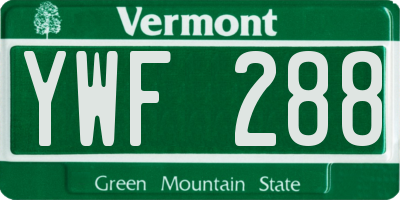 VT license plate YWF288