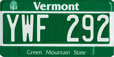 VT license plate YWF292