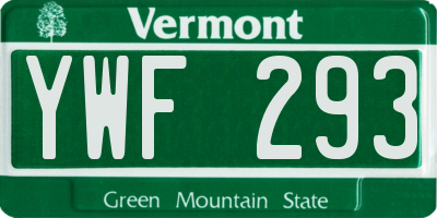 VT license plate YWF293