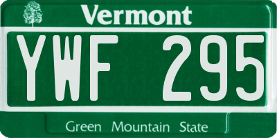 VT license plate YWF295