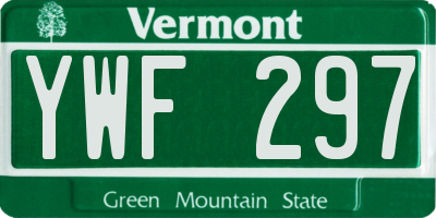 VT license plate YWF297