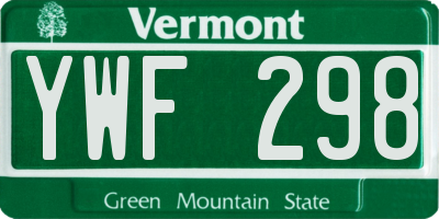 VT license plate YWF298