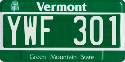 VT license plate YWF301
