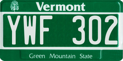 VT license plate YWF302