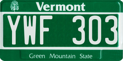 VT license plate YWF303