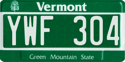 VT license plate YWF304