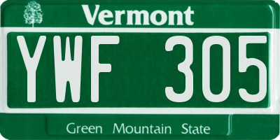 VT license plate YWF305