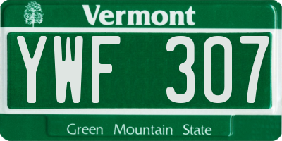 VT license plate YWF307