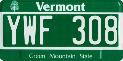VT license plate YWF308