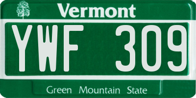 VT license plate YWF309