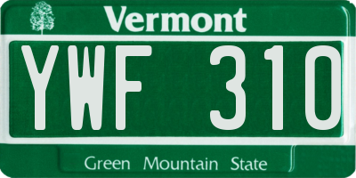 VT license plate YWF310