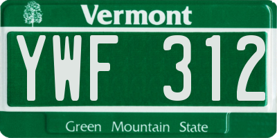 VT license plate YWF312