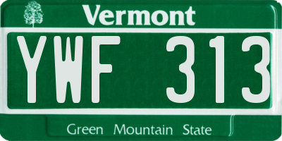 VT license plate YWF313