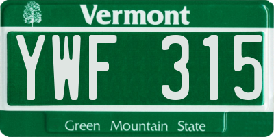 VT license plate YWF315